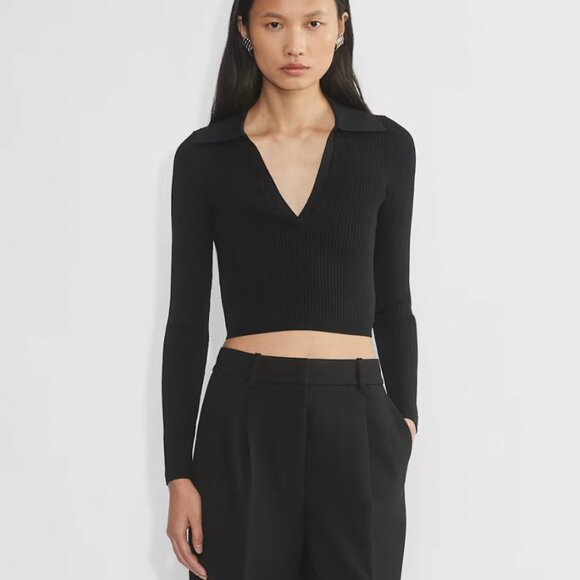 Aritzia Babaton Sculpt Knit Polo Longsleeve - Picture 1 of 7